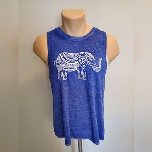 NWOT NOBO Tank Top With Layered Open Back- Blue